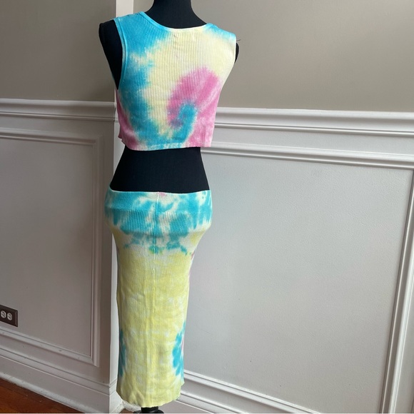 Jolie & Joy Tie Dye Cropped Sleeveless Square-Neck Crop Top and Skirt Set Size M - Picture 6 of 10